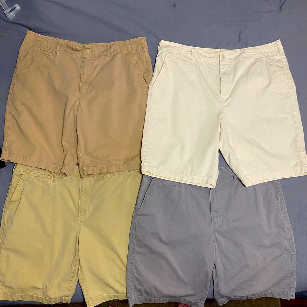 4 pair of Men's Casual Shorts - Brown, Tan, Cream, Gray